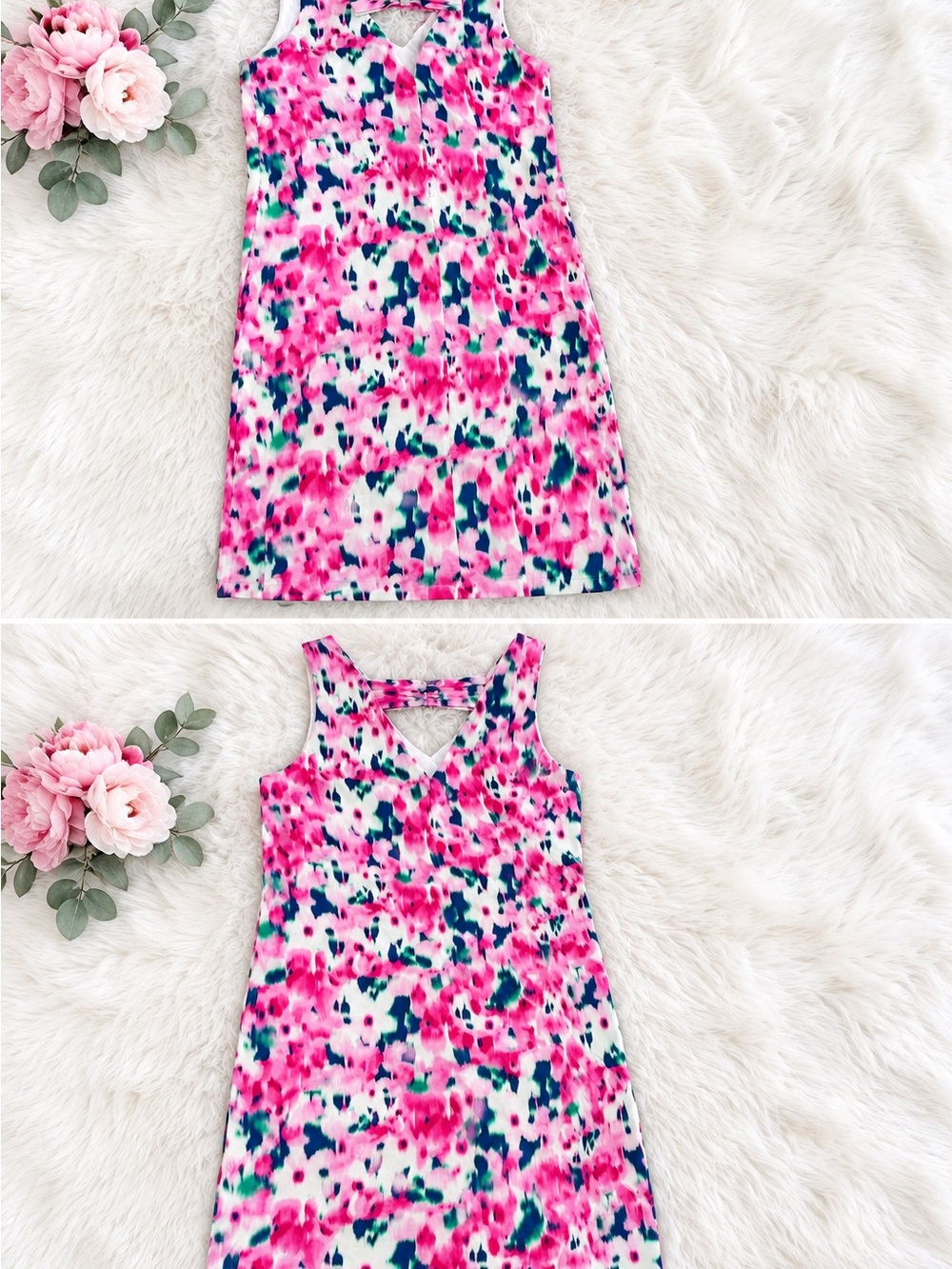 New York & Company Pink Multi Floral Tank Dress